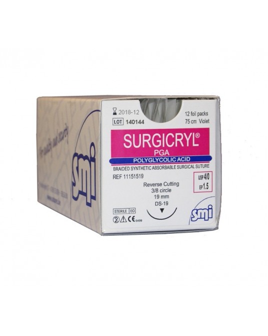 Violet surgicryl multifilament with reverse cutting needle (3/8 circle)