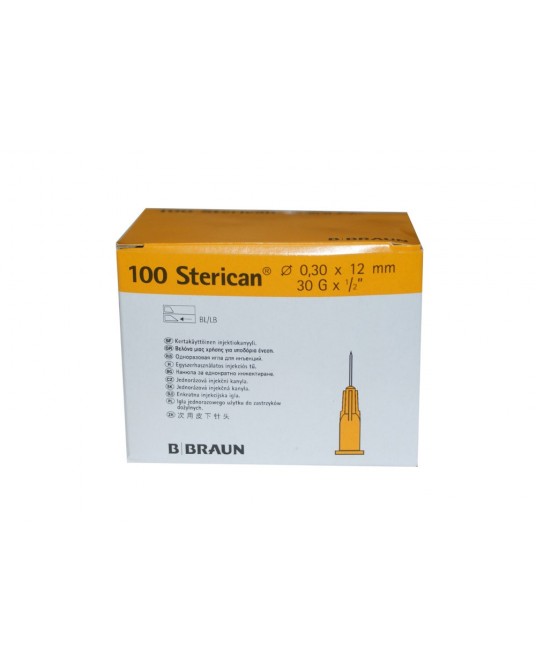 Single-use insulin needle Sterican B.Braun, 0,3x12 mm, yellow, 100 pcs