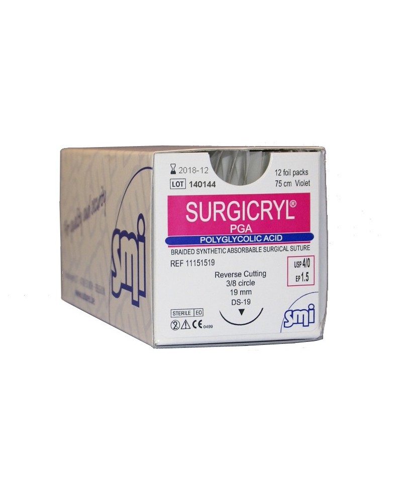 Violet surgicryl multifilament with reverse cutting needle (3/8 circle)
